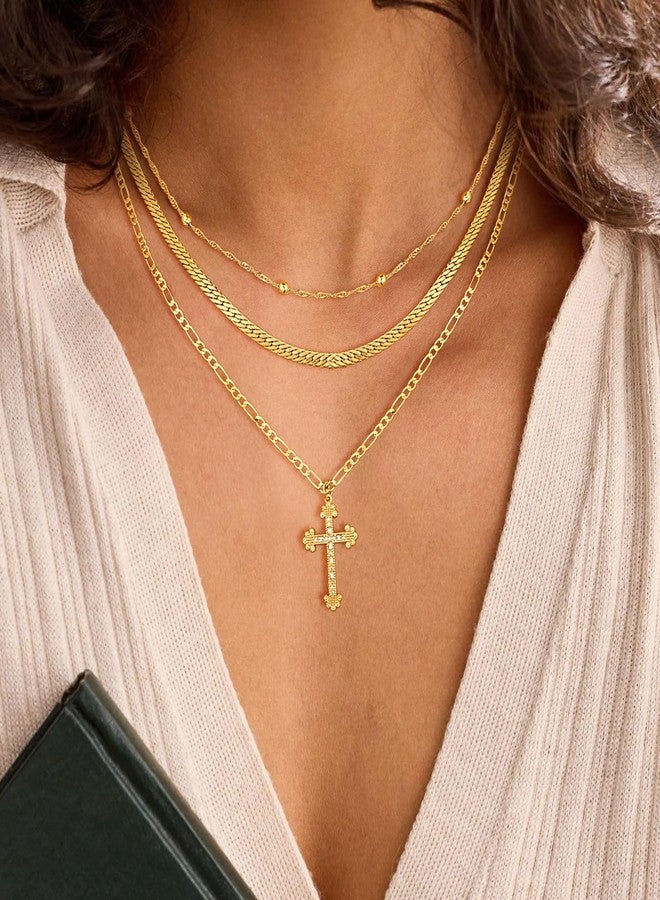 VIROMY Gold Layered Cross Necklace for Women - Dainty Gold Plated Cross Pendant Necklace Stack Pendant Stacked Necklaces Set Faith Jewelry Set Religious Gifts for Women - Image 3